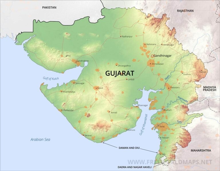 Physical Map Of Gujarat