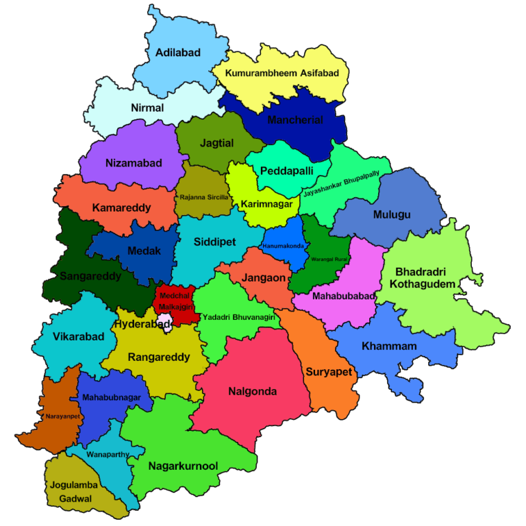 District Map of Telangana