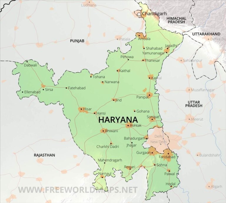 Physical Map of Haryana