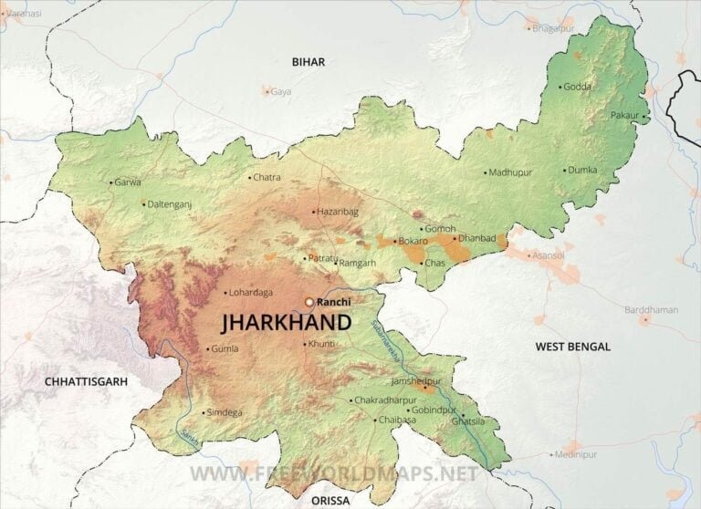 Physical Map of Jharkhand