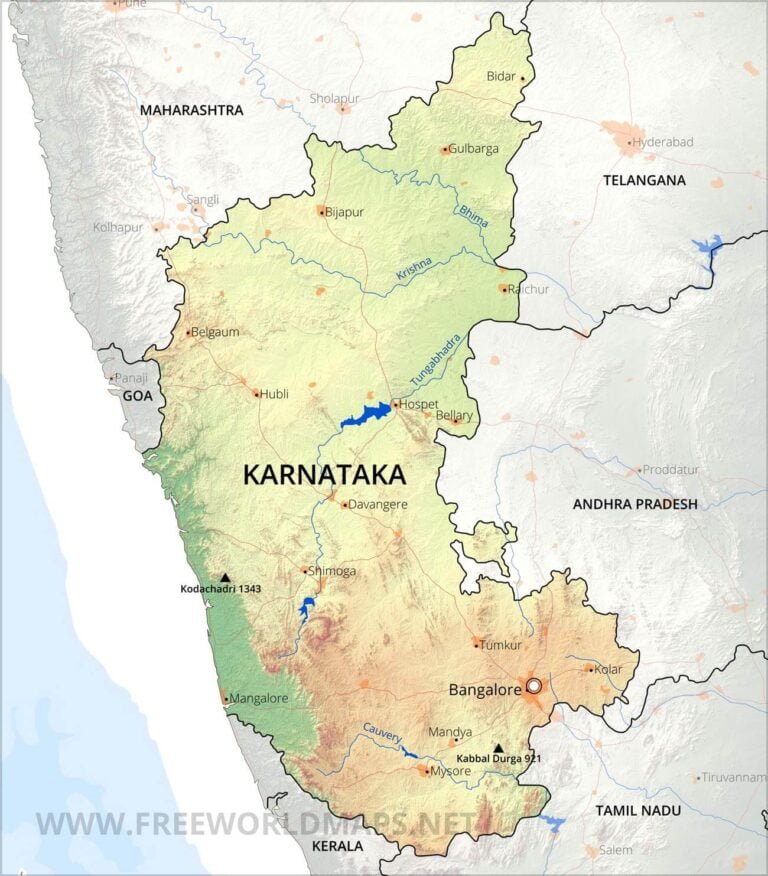 Physical Map of Karnataka