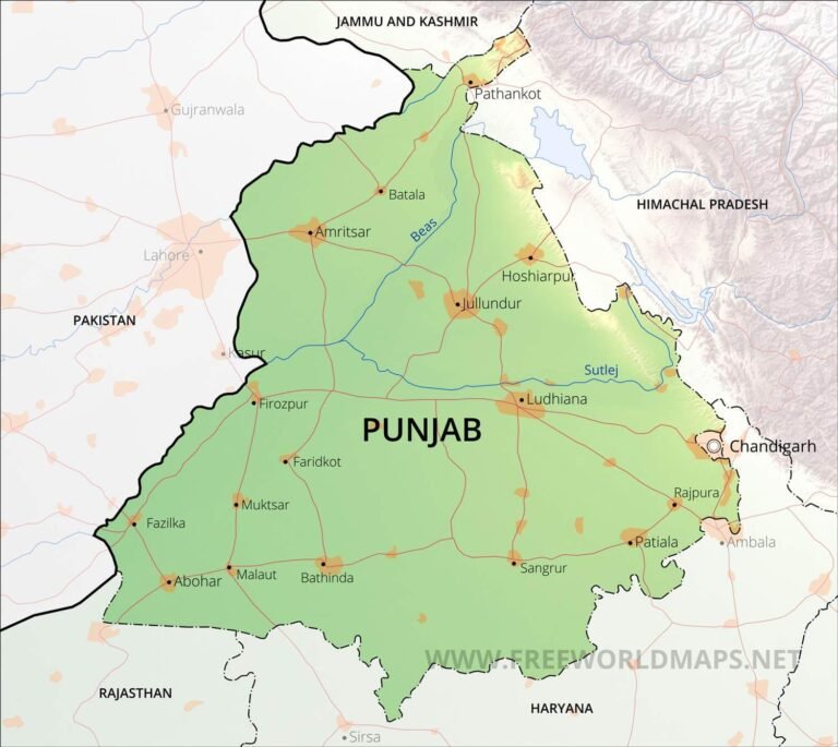 Physical Map of Punjab