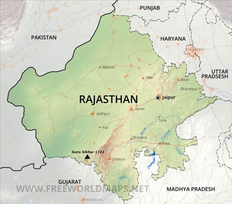 Physical Map of Rajasthan