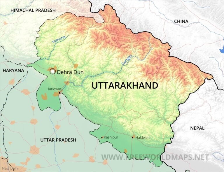 Physical Map of Uttarakhand