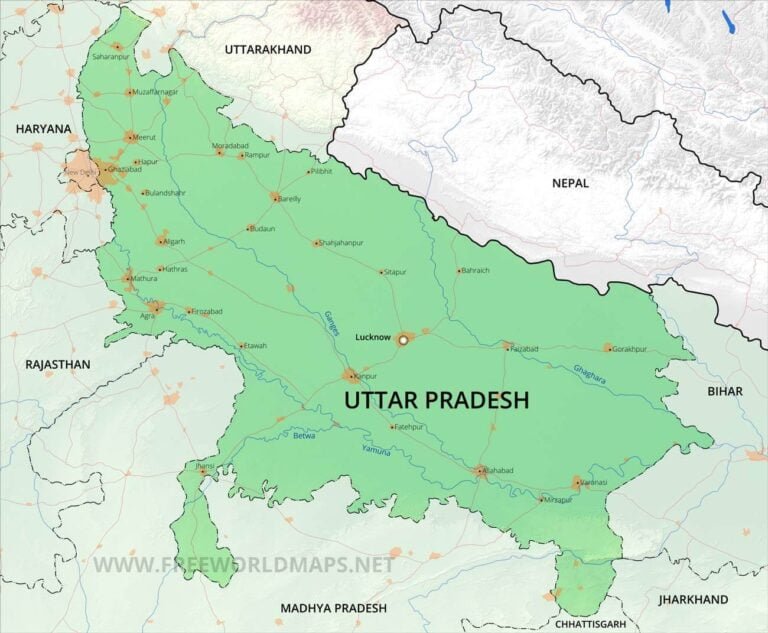 Physical Map of Uttar Pradesh